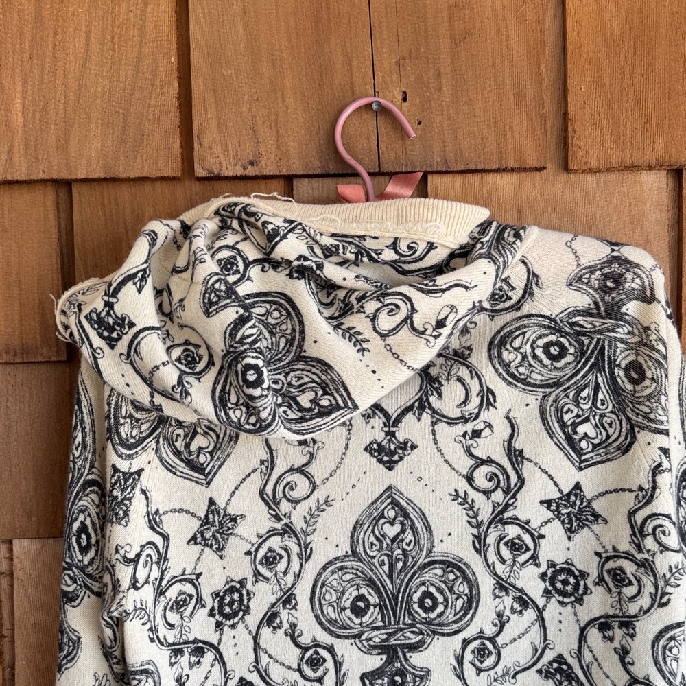 L.A.M.B. Cream and Black Printed Zip Hoodie Cardigan - Picture 6 of 6